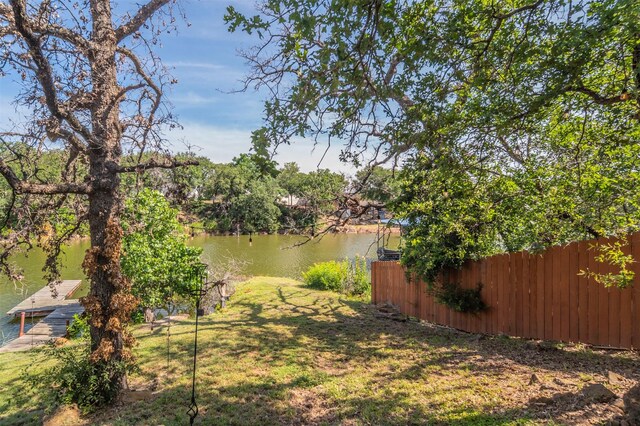 view of yard with a water view