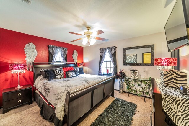 bedroom with carpet and ceiling fan