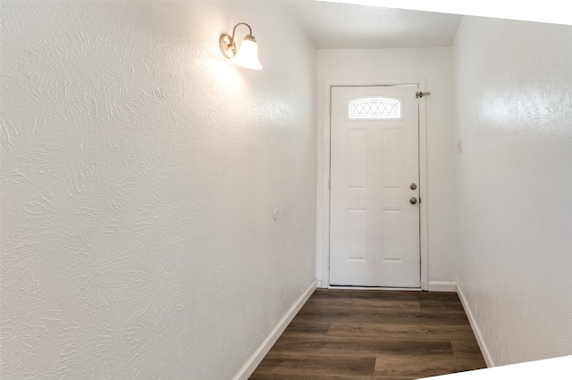 entryway with dark wood-type flooring