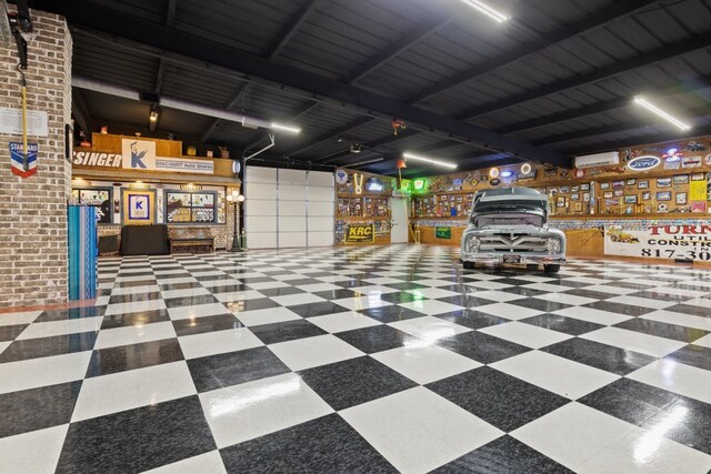 garage with a wall mounted AC