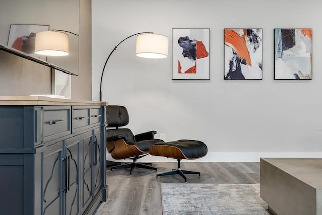 living area featuring light hardwood / wood-style flooring