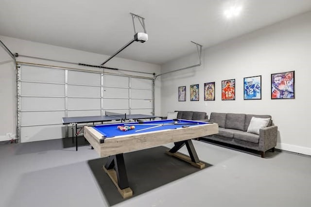 recreation room with concrete flooring and pool table