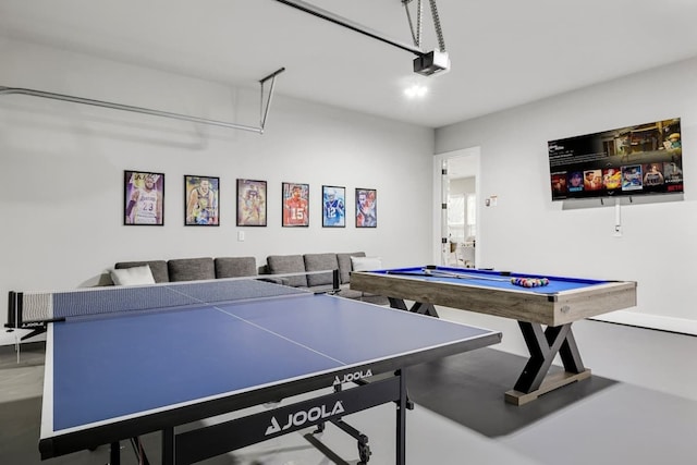 game room featuring concrete flooring and pool table