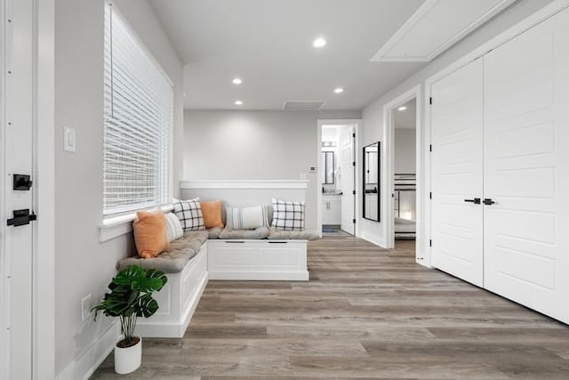 mudroom featuring light wood-type flooring