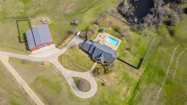 aerial view with a rural view