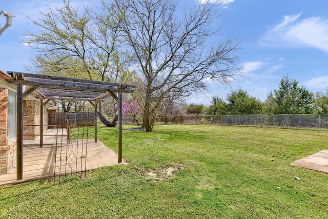 view of yard featuring a patio and a pergola