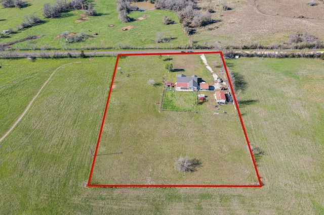 aerial view featuring a rural view