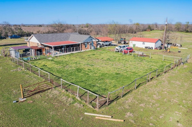 bird's eye view with a rural view