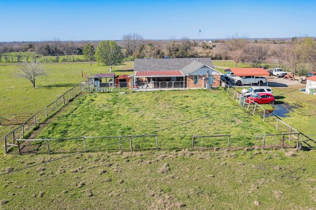 aerial view with a rural view