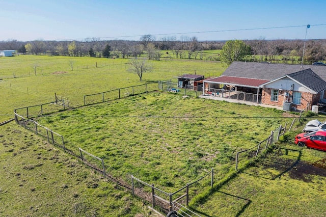 drone / aerial view with a rural view