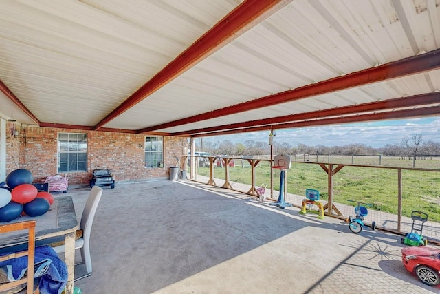 view of patio / terrace with a rural view