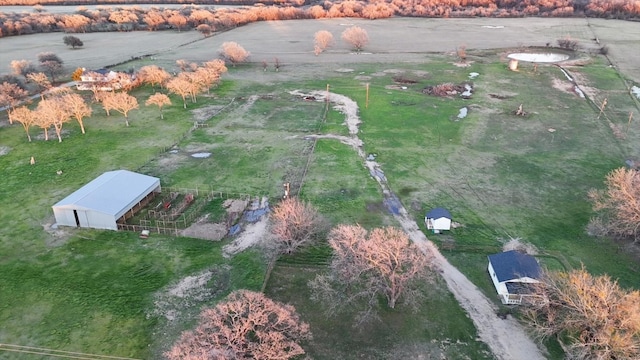 aerial view featuring a rural view