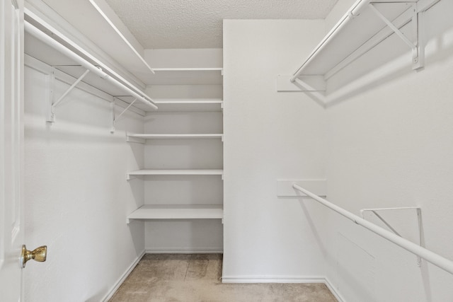 walk in closet with carpet