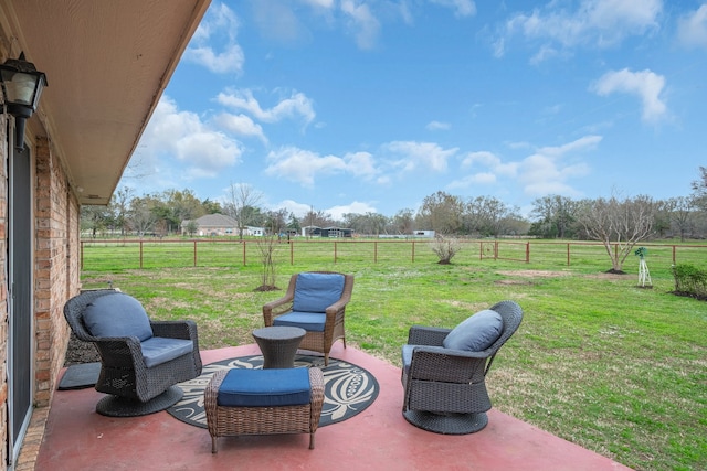 view of patio featuring a rural view