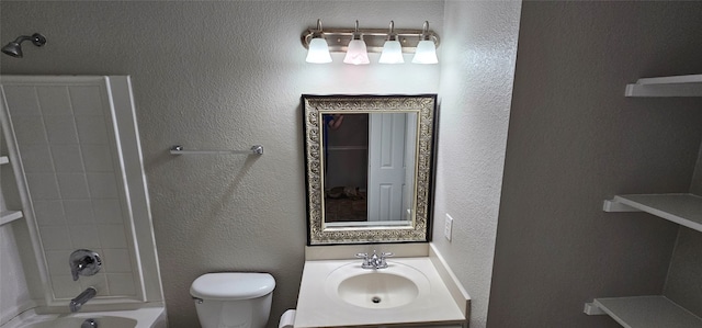 full bathroom featuring vanity, toilet, and bathing tub / shower combination