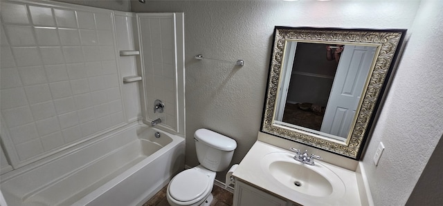 full bathroom with toilet, shower / bathtub combination, and vanity