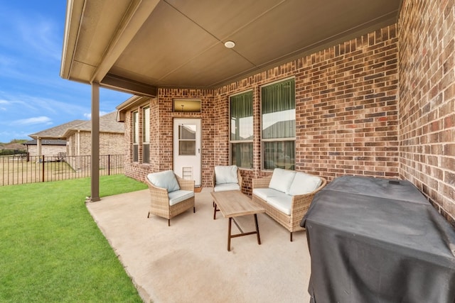 view of patio with an outdoor hangout area