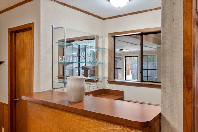 interior space with ornamental molding