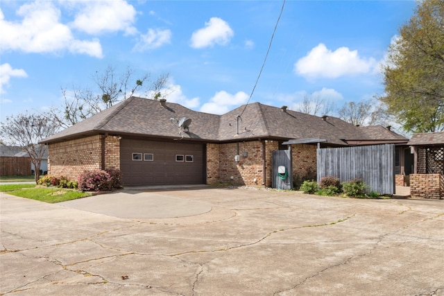 exterior space with a garage