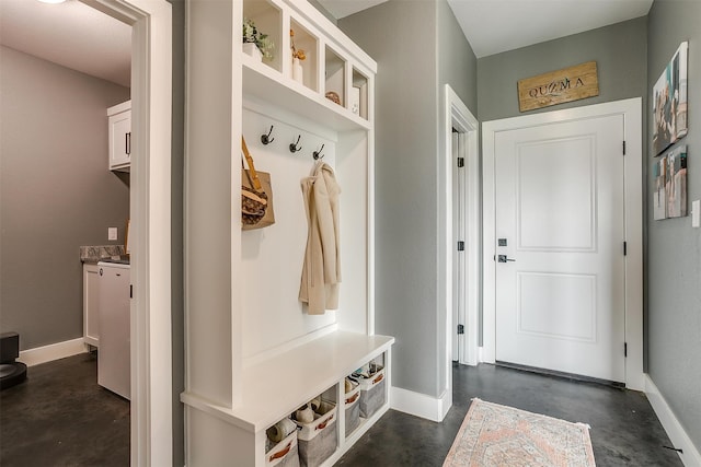 interior space with ceiling fan and vaulted ceiling