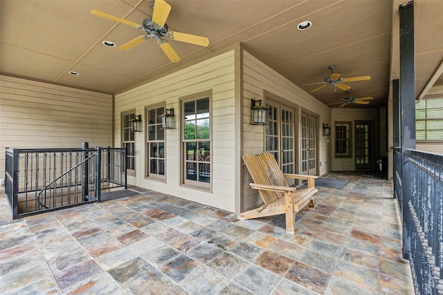 view of patio with ceiling fan