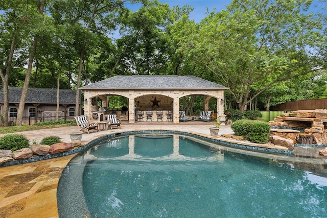 view of pool featuring a patio and a gazebo