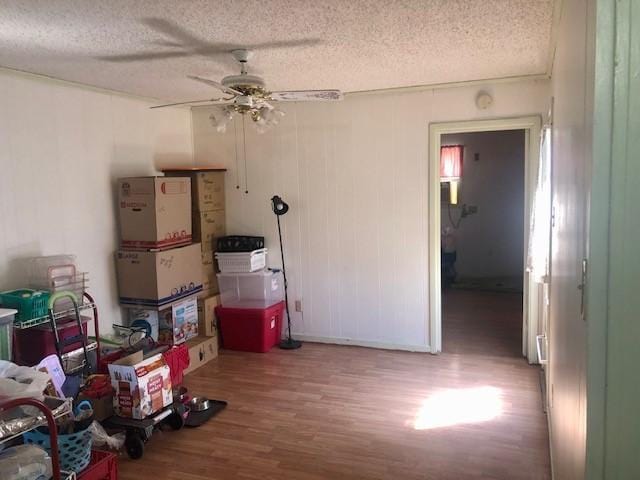 storage room featuring ceiling fan