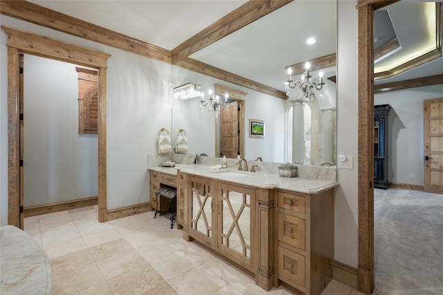 bathroom featuring tile flooring and vanity