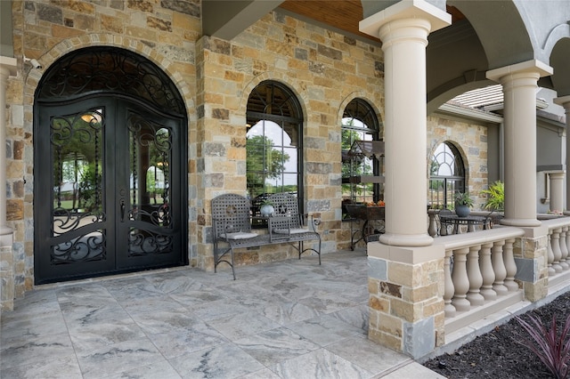 view of exterior entry with french doors