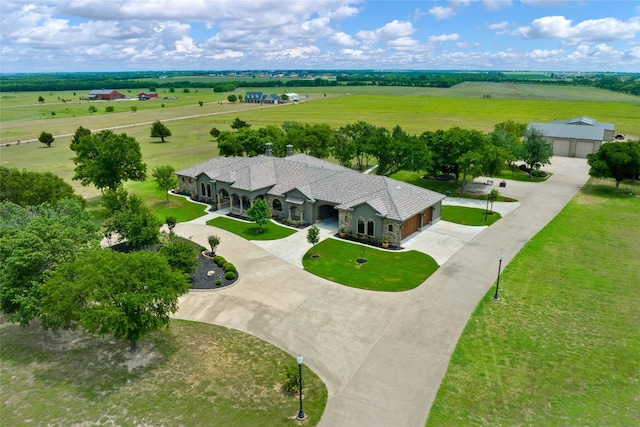 drone / aerial view with a rural view