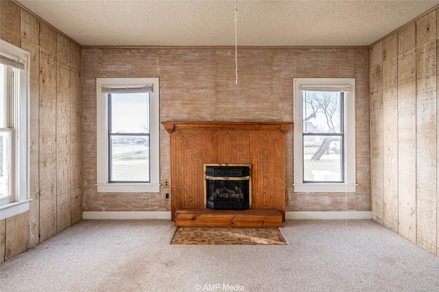 1832 Commercial Ave, Anson, TX 79501 - unfurnished living room with light carpet and a textured ceiling