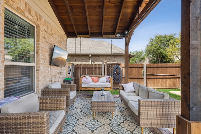 view of pool with french doors, an outdoor fire pit, an in ground hot tub, ceiling fan, and a patio