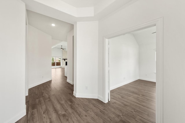 hall featuring dark hardwood / wood-style floors