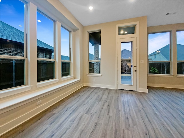 view of unfurnished sunroom