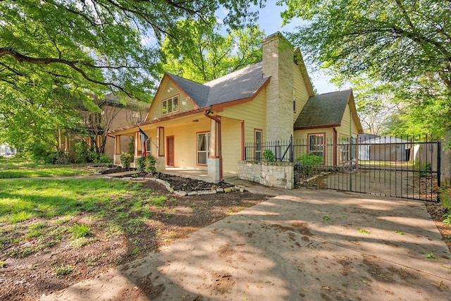 view of property exterior with covered porch