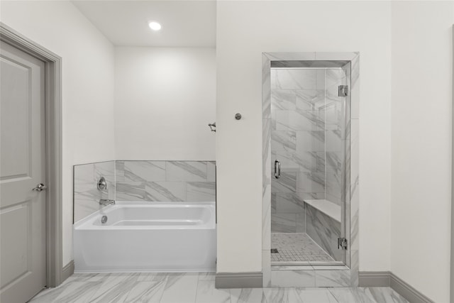 bathroom with plus walk in shower