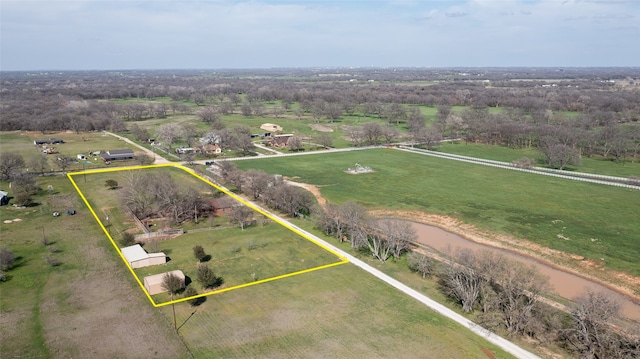 bird's eye view featuring a rural view