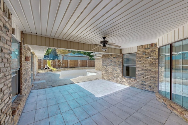 view of patio with ceiling fan