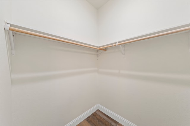 walk in closet with hardwood / wood-style floors