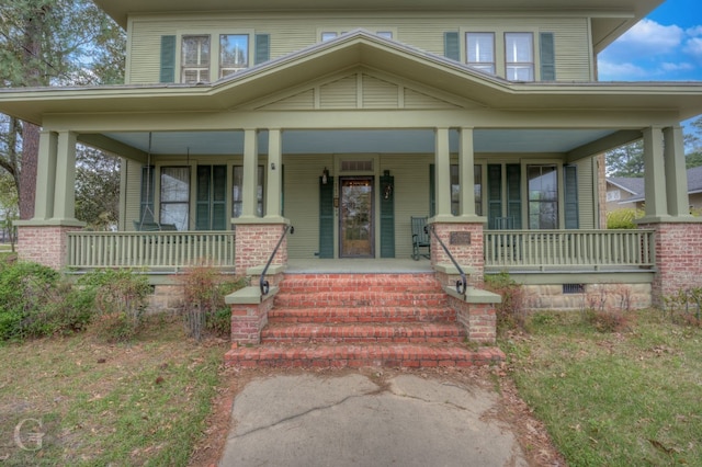 view of front facade featuring covered porch