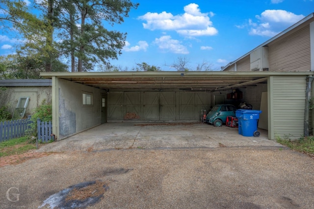 exterior space featuring a carport