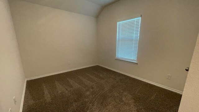 unfurnished room featuring carpet flooring, a healthy amount of sunlight, and vaulted ceiling