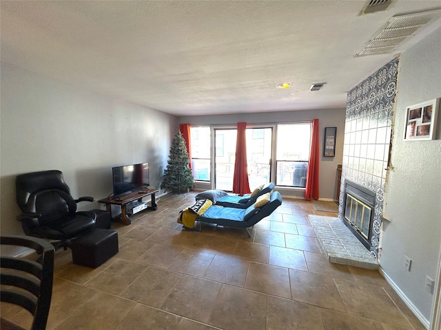 view of tiled living room