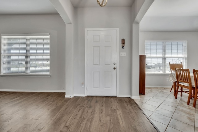 view of tiled foyer entrance