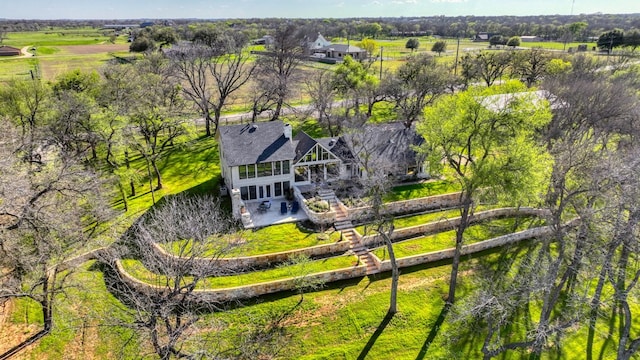 aerial view featuring a rural view