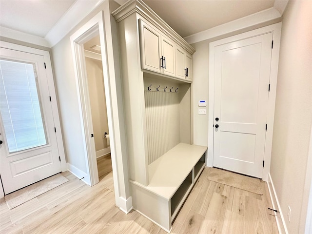 mudroom featuring light wood-type flooring