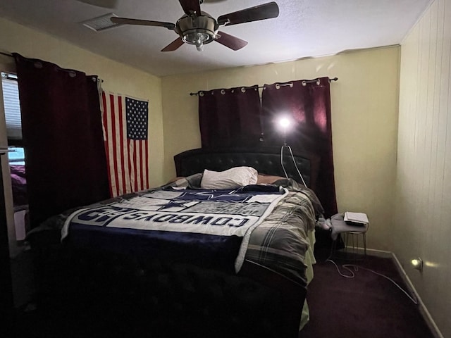 bedroom featuring ceiling fan