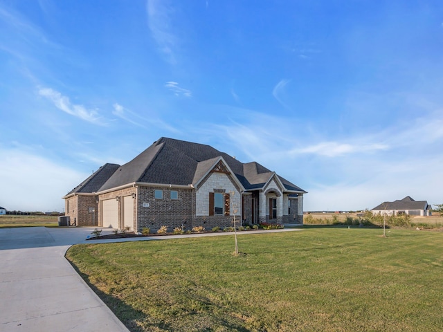 craftsman-style home with a front yard and a garage