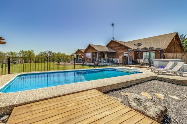 view of swimming pool with a patio