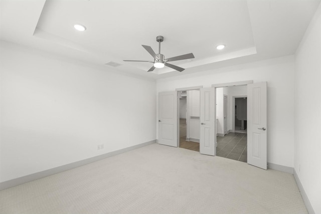 1841 Jasmine June, Mesquite, TX 75181 - unfurnished bedroom featuring light carpet, a raised ceiling, recessed lighting, baseboards, and visible vents